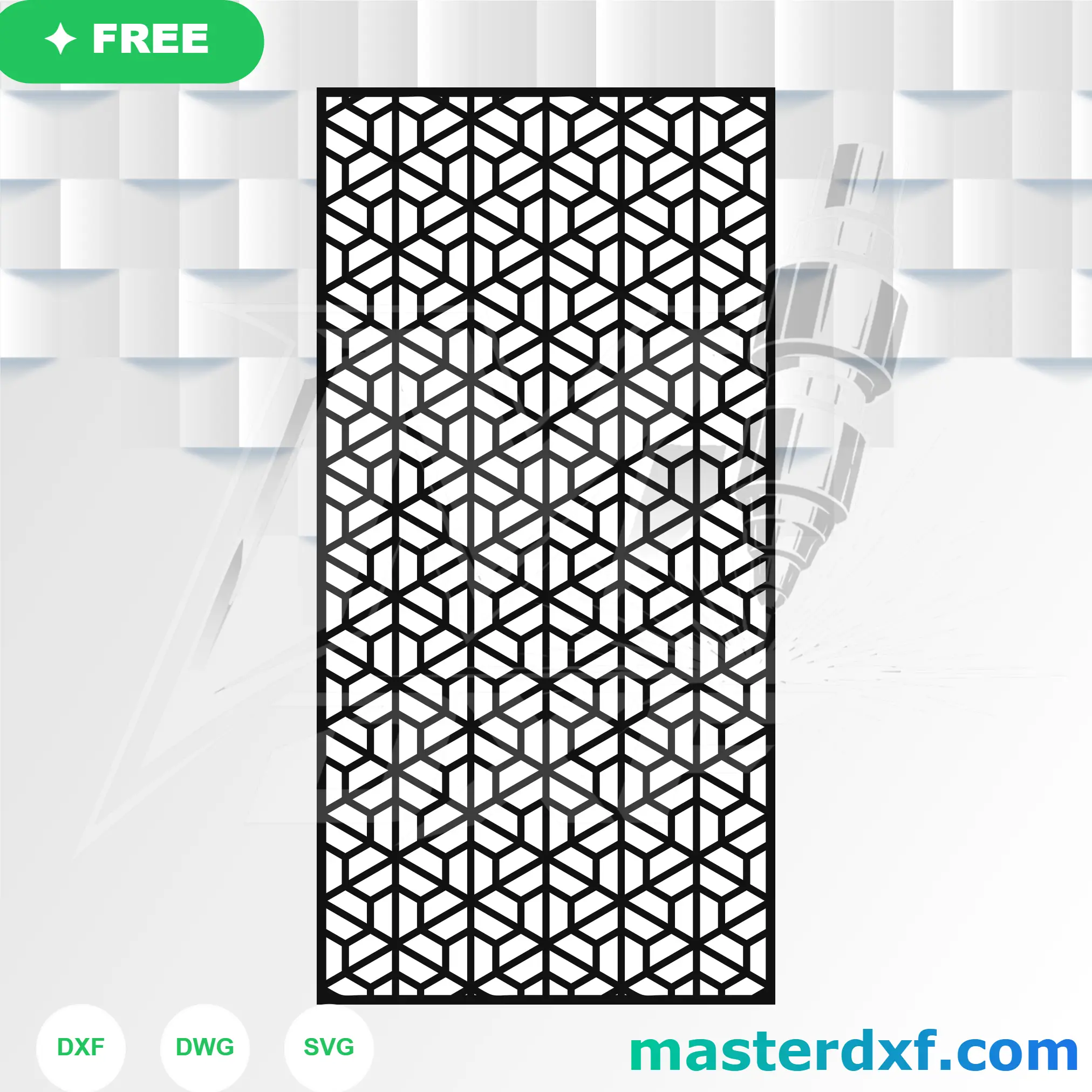 Isometric Hexagon Cube DXF Pattern for 3D-Effect Panels DXF File